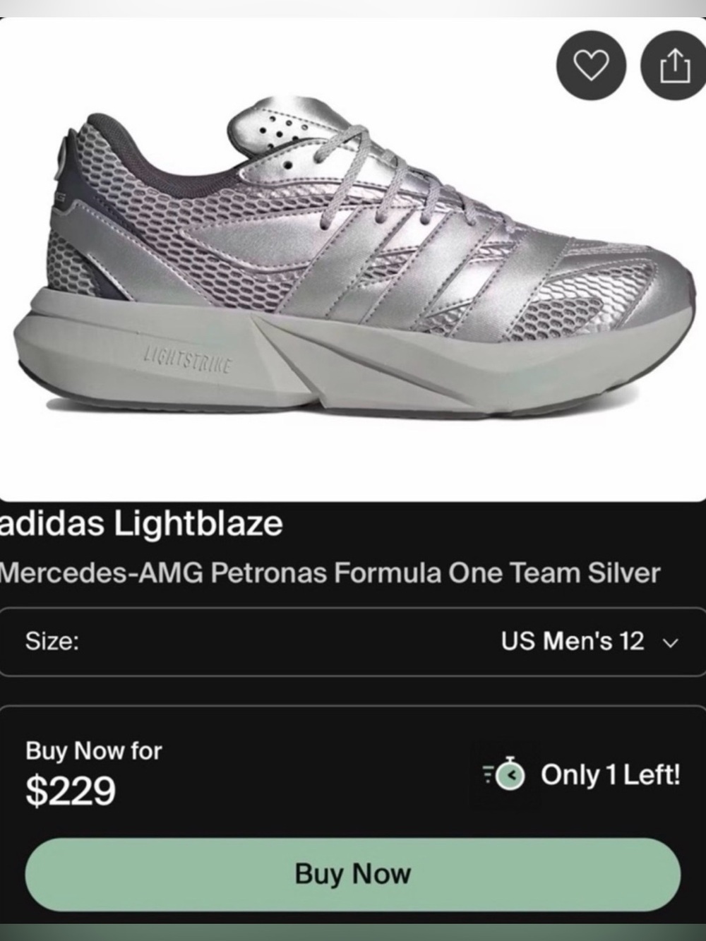 adidas Silver Lightblaze Performance Runner